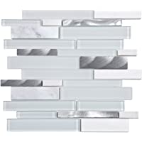 Mosaico de Vidrio y Mármol en Malla DEC-47082ASUSQZ - Blanco- 8 mm- 30 x 30 cm